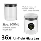 36x Air Tight 200ML Glass Jars Stainless Steel Lid Food Storage Container Bottle