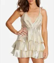ALICE MCCALL Astral Plane Mini Gold Dress Size AU 8 / US 4 BNWT RRP $475.00 NYE