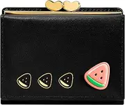 [WLHZD] Wallet for Women, Womens Wallet Card Holder, Small Trifold RFID Blocking Purse, Cute Small Leather Pocket Wallet for Women, Girls, Ladies Mini Short Purse, Black, Cute