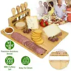 Large Bamboo Cheese Board & Knife Set Charcuterie Board Tray Cheese Platter