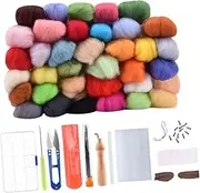 MOKKHNB 73Pcs Wool Felting Tool with Storage Box Needle Felting Kit for Home Decor DIY Crafts Christmas Present Includes Wool Knitting Yarn and Essential Tools