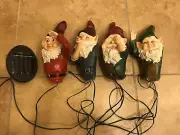 Set of 4 Gargen Gnomes Elves Solar Powered LEDs Lights Tree Hangers