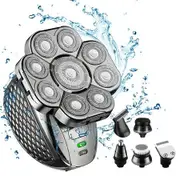 6 in 1 9-Knife Head Washable Shaver Kit for Man Razor Facial Shaving Nose hair Set USB Charge