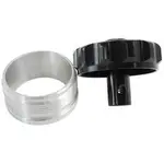 Aeroflow 2" Alum Weld Bung And Cap Black With Roll Over Valve - AF460-32-RV-BLK