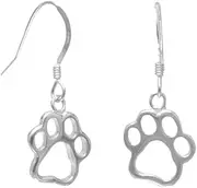 [JewelryWeb] Polished 925 Sterling Silver French Wire Earrings Cut Out Dog Cat Pet Paw Prints-Cut-Out-Paw-Prints Measure 12mm Stud Earring for Women