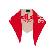 [Simone Rocha] Simone Rocha Pearl-embellished Logo Scarf ONE SIZE RED/NEUTRALS