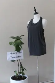 NX 12) BNWT SIZE L GREY BLACK COTTON ON BODY GREY MESH ACTIVE TANK IN BUILT BRA