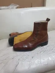 Trendy Boot Handmade Brown Leather & Brown Suede Smart Casual Ankle Button Boot