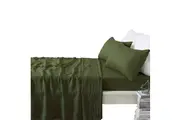 Design Homewares 100% Linen Olive Sheet Set Sheets