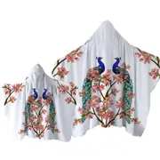 Peacocks and Pink Flowers Towel with Hood