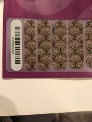 New Jamberry: Full sheet: Victorian lace black lace on taupe. Retired A155