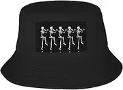 [FSCEV] Halloween Posable Skeleton Skull Adult Double-Layer Fisherman Hat Women Men Beach Sun Hat Travel Foldable Brim Fishing Black, Black, One size