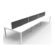 Double Sided 6 Person Workstation With Screen Scalloped Edge 3600Mm