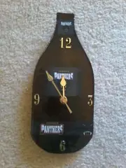 PANTHERS BEER BOTTLE CLOCK, RECYCLED HAND MADE, GIFT, MAN CAVE, AUSTRALIAN MADE