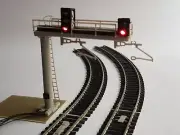 Model Railway 2 Track Topside Signal Gantry with Catenaries 1.76 OO Gauge