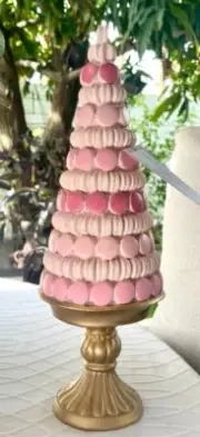 NEW Cupcakes &Cashmere Macarons Pastel+Gold Pedestal Table Decor+cook Book+towel