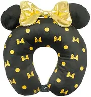 [Disney] Minnie Mouse Travel Neck Pillow for Airplane, Car and Office, Black/Yellow