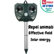 Solar-powered ultrasonic bird repellent and infrared light animal repellent