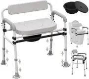 Super Wide & Secure Commode Toilet Chair - Versatile 4-in-1 Design