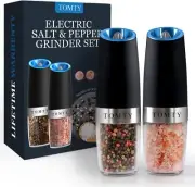 Gravity Electric Salt and Pepper Grinder Set: Ideal Gifts for Women Black