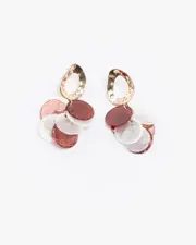 Multi Colour Round Disc Drop Earrings