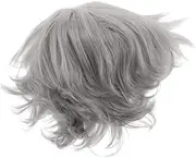 VINTORKY Short Grey Wig for Elderly Women Human Hair Lace Front Wig Curly Hairstyles