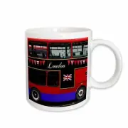 3dRose London Double Decker Red Bus with bunting and flag - UK Great Britain Uni