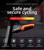 Wireless Bike Bicycle Rear Light Tail Lamp Smart Brake USB Rechargeable Cycling