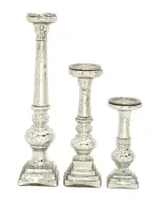 Peyton Lane Set of 3 Silver Glass Traditional Candle Holder