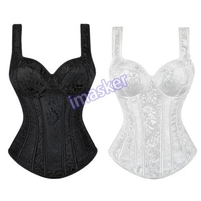 Steampunk Corset with Cup Lingerie Zipper Side Straps Overbust Corset Plus Size