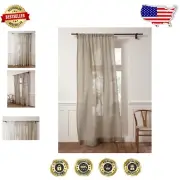 100% Pure Flax Linen Sheer Curtain - 52x45 Inch Light Filtering Window Panel