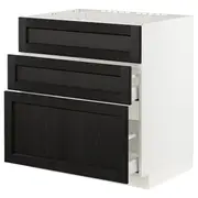 METOD / MAXIMERA base cab f sink+3 fronts/2 drawers, white/Lerhyttan black stained, 80x60x80 cm