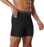 [NuCamper] Men’s Compression Shorts with Pocket Spandex Athletic Underwear Performance Gym Boxer Briefs Cool Dry Baselayer
