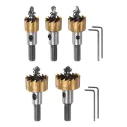 5pcs 16mm 18.5mm 20mm 25mm 30mm High Speed Steel Hole Saws Kit Titanium Plated