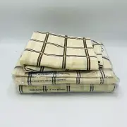 Vintage Pacific Double Full Beige Brown Plaid Bed Sheet Set