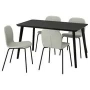 LISABO / KARLPETTER table and 4 chairs, black/Gunnared light green black, 140x78 cm