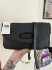 NWT Coach CA359 - Smooth Leather Foldover Crossbody Clutch - Black - $275