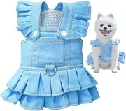Dog Dress, Breathable Dog Clothes, Stylish Cowboy Overall Dress for Kitten Puppy, Decorative Outdoor Walking Cat Outfits