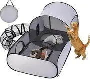 Pet Activity Bag for Cats - Kitten Playhouse Tunnel Shelter, Feline Play Yard | Habitat Tent Engaging Toy Set, Dog View Cage, Fitness for Kittens, Puppies, Small Pets on The Go Use