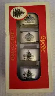 Spode Christmas Tree Napkin Rings Set Of 4 In Original Box Ceramic Oval NEW