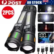 2pcs Powerful 99000000LM LED Military Torch USB Rechargeable Tactical Flashlight