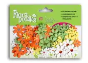 80 Jewelled Florettes GREEN WHITE YELLOW ORANGE - FLORA DOODLES 15-25mm Petalo I