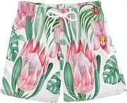 [RPLIFE] Kids Swimming Shorts, Anti Chafe Swim Trunks for Boys 2 T, Tropical Pink Flowers