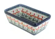 Blue Rose Polish Pottery Peach Posy Loaf Baker