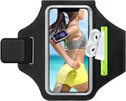 GlasFlength Universal Sports Armband Mobile Phone Case Jogging with Headphones Case Mobile Phone Holder Jogging Arm Running Armband for iPhone 15/14/13/12/11 Samsung Galaxy S24/S23/S22 Huawei Xiaomi