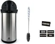 Heritage66 Stainless Steel Thermal Coffee Carafe Airpot - Large Beverage Dispenser - Triple Wall Thermos - Vacuum Insulated - Keeps Hot Coffee for 10 Hours, Cold for 20 Hours - 5L (170 OZ)