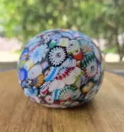 Vintage Murano Glass Millefiori Scrambled Texture Satin Finish Paperweight