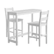 Oikiture 3PCS Bar Table Set 2 Stools Chair White