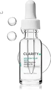 ClarityRx Nourish Your Skin 100% Squalane Moisturizing Oil, Natural Plant-Based Anti-Aging Face Oil with Antioxidants for Dry Skin (0.5 fl oz)