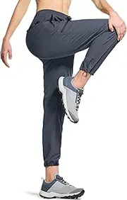[CQR] Women's Hiking Outdoor Pants, Lightweight Stretch Cargo Pants with Zipper Pockets, Water Resistant Athletic Pants